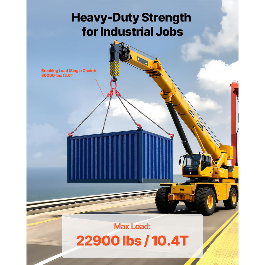 Chain Sling, 10mm x 3 m Lifting Chains with 4 Leg Grab Hooks, Heavy Duty G80 Alloy Steel Lifting Sling, 10.4, image 3