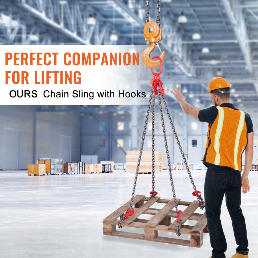 Chain Sling, 8 mm x 150 cm Lifting Chains with Hooks, G80 Engine Chain Hoist Lifts, 5 Ton Lifting Sling, image 2