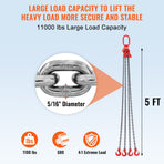 Chain Sling, 8 mm x 150 cm Lifting Chains with Hooks, G80 Engine Chain Hoist Lifts, 5 Ton Lifting Sling, image 3