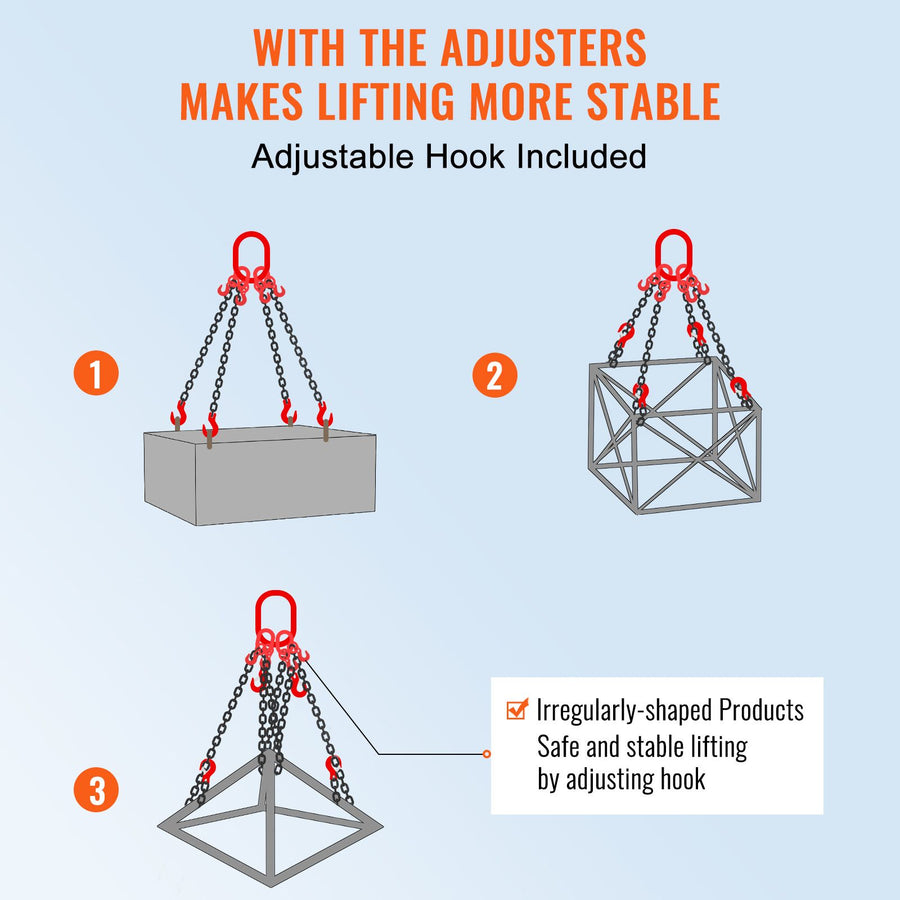 Chain Sling, 8 mm x 150 cm Lifting Chains with Hooks, G80 Engine Chain Hoist Lifts, 5 Ton Lifting Sling, image 4