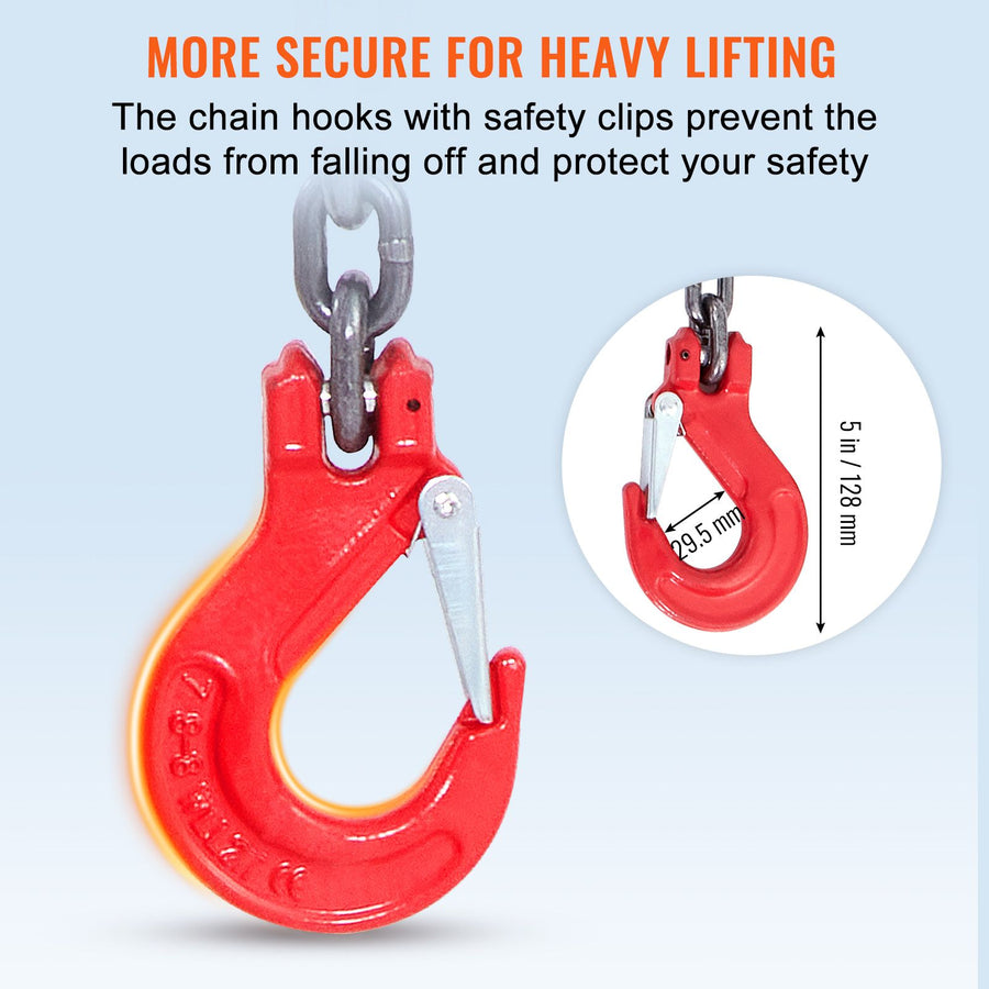 Chain Sling, 8 mm x 150 cm Lifting Chains with Hooks, G80 Engine Chain Hoist Lifts, 5 Ton Lifting Sling, image 5