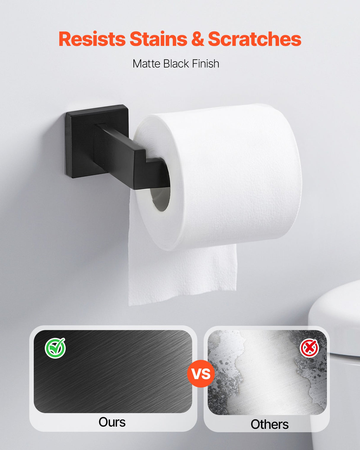 Matte Black Bathroom Hardware Set, 5 Pieces Stainless Steel Bathroom Accessories Set, 24-inch Towel Bar, Towel Rack, 2 Robe Towel Hooks, Toilet Paper Holder, for Bath Room, Wall Mounted