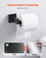 Matte Black Bathroom Hardware Set, 5 Pieces Stainless Steel Bathroom Accessories Set, 24-inch Towel Bar, Towel Rack, 2 Robe Towel Hooks, Toilet Paper Holder, for Bath Room, Wall Mounted - 45-Degree Angle