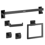 Matte Black Bathroom Hardware Set, 5 Pieces Stainless Steel Bathroom Accessories Set, 24-inch Towel Bar, Towel Rack, 2 Robe Towel Hooks, Toilet Paper Holder, for Bath Room, Wall Mounted - Extra Image