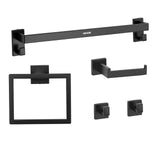 Matte Black Bathroom Hardware Set, 5 Pieces Stainless Steel Bathroom Accessories Set, 24-inch Towel Bar, Towel Rack, 2 Robe Towel Hooks, Toilet Paper Holder, for Bath Room, Wall Mounted - Extra Image