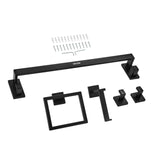 Matte Black Bathroom Hardware Set, 5 Pieces Stainless Steel Bathroom Accessories Set, 24-inch Towel Bar, Towel Rack, 2 Robe Towel Hooks, Toilet Paper Holder, for Bath Room, Wall Mounted - Extra Image