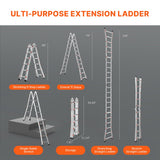 VEVOR Telescoping Ladder A Frame 20 FT Extension Multi-Function for Homework - Top-Down View