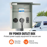 VEVOR 20/30/50A Temporary RV Power Outlet Box Electrical Outdoor Receptacle Box - Front View