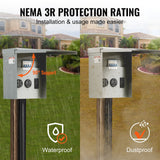 VEVOR 20/30/50A Temporary RV Power Outlet Box Electrical Outdoor Receptacle Box - Side View