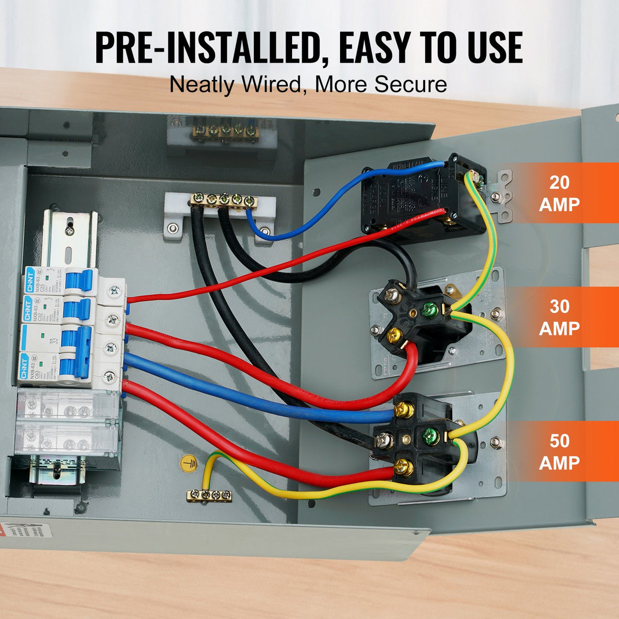 VEVOR 20/30/50A Temporary RV Power Outlet Box Electrical Outdoor Receptacle Box