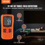 VEVOR 3-in-1 EMF Meter, 5Hz-6GHz, Handheld Rechargeable Electromagnetic Field Radiation Detector, Digital LCD EMF Tester for EF MF RF Home Inspections