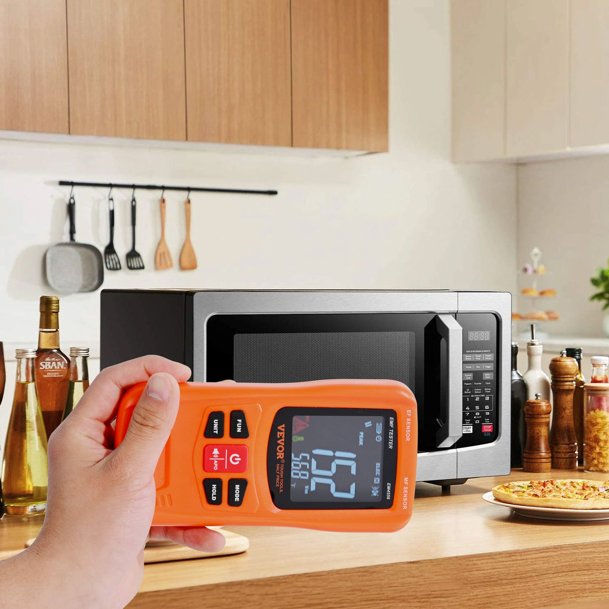 VEVOR 3-in-1 EMF Meter, 5Hz-6GHz, Handheld Rechargeable Electromagnetic Field Radiation Detector, Digital LCD EMF Tester for EF MF RF Home Inspections