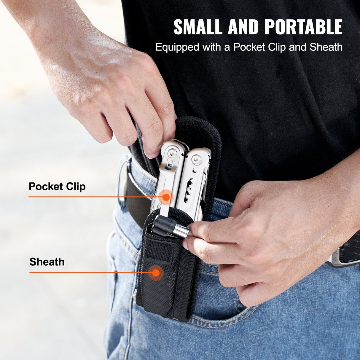 VEVOR 16-In-1 Multitool Pliers, Multi Tool Pliers, Cutters, Knife, Scissors, Ruler, Screwdrivers, Wood Saw, Can Bottle Opener, with Safety Locking and