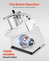 Food Processor & Vegetable Chopper w/ 6 Blades Food-Grade Stainless Steel - 45-Degree Angle