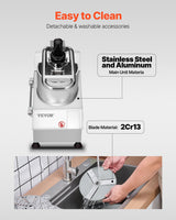 Food Processor & Vegetable Chopper w/ 6 Blades Food-Grade Stainless Steel - Rear View