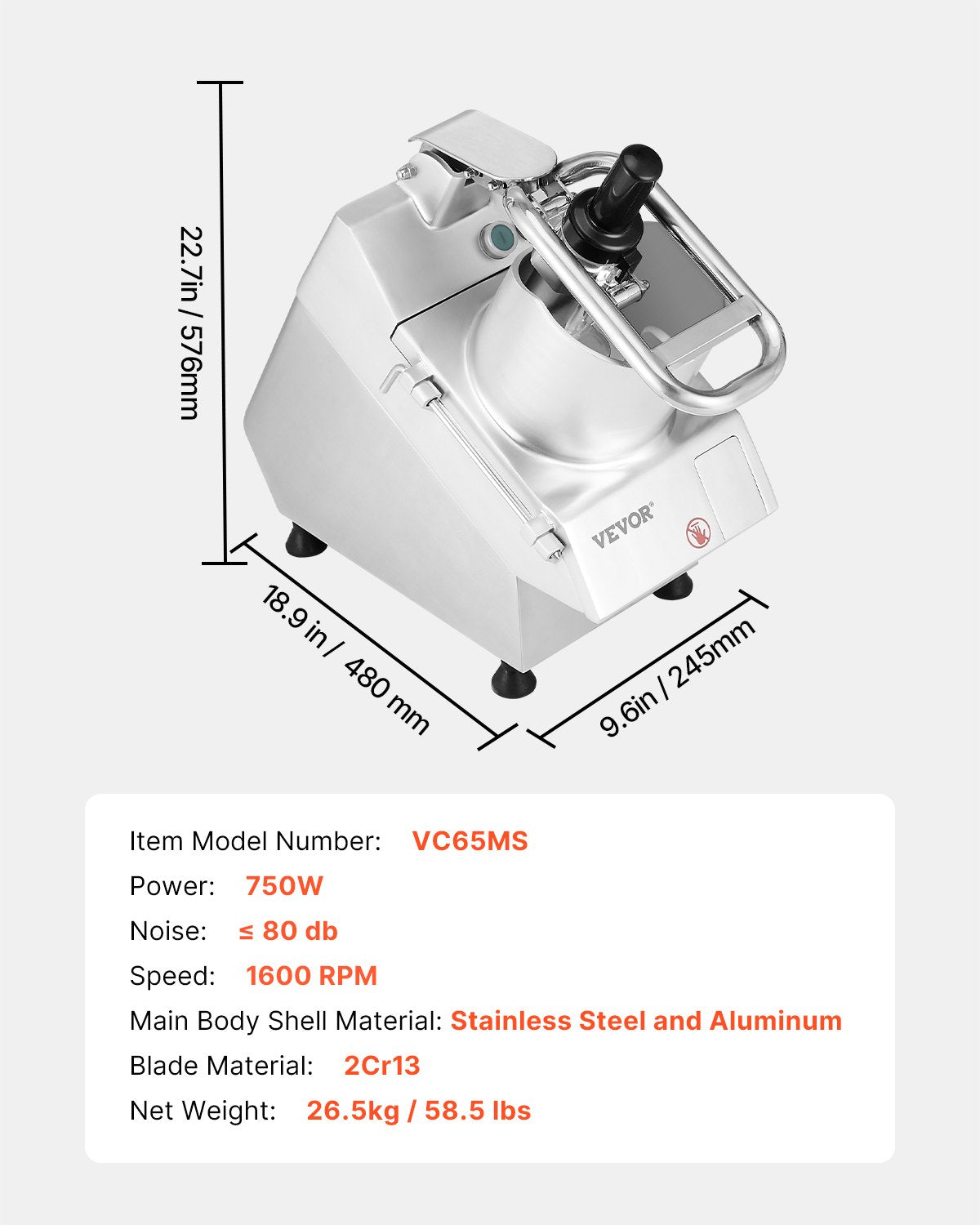 Food Processor & Vegetable Chopper w/ 6 Blades Food-Grade Stainless Steel