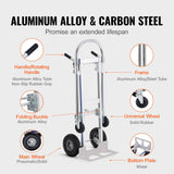 VEVOR Aluminum Hand Truck, 2 in 1, 363 kg Max Load Capacity, Heavy Duty Industrial Convertible Folding Hand Truck and Dolly, Utility Cart Converts
