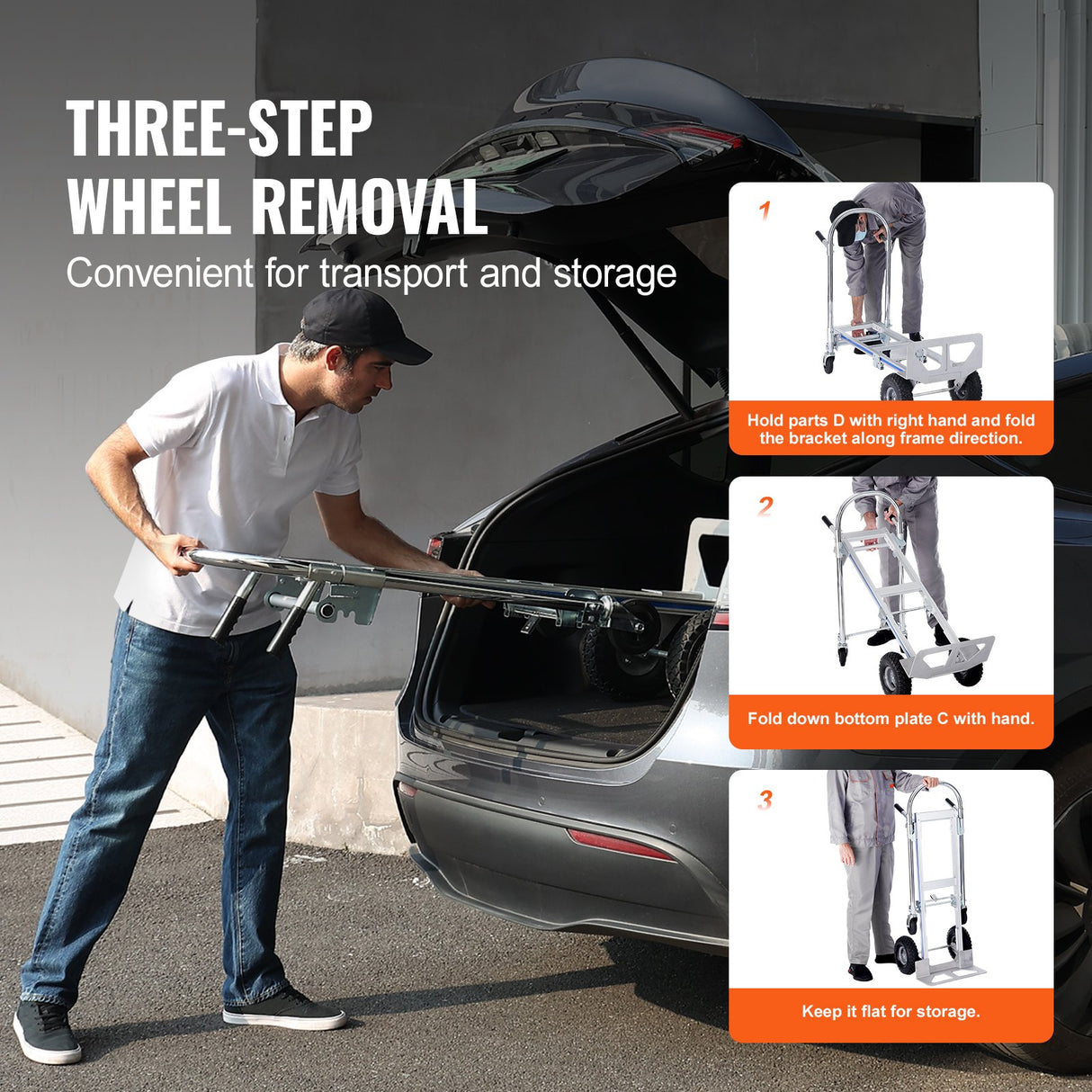 VEVOR Aluminum Hand Truck, 2 in 1, 363 kg Max Load Capacity, Heavy Duty Industrial Convertible Folding Hand Truck and Dolly, Utility Cart Converts