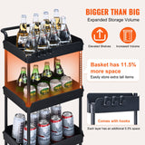 VEVOR 4-Tier Kitchen Rolling Cart Basket Utility Cart on Wheel with Handle Black - Top-Down View