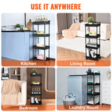 VEVOR 4-Tier Kitchen Rolling Cart Basket Utility Cart on Wheel with Handle Black