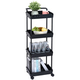 VEVOR 4-Tier Kitchen Rolling Cart Basket Utility Cart on Wheel with Handle Black - Extra Image
