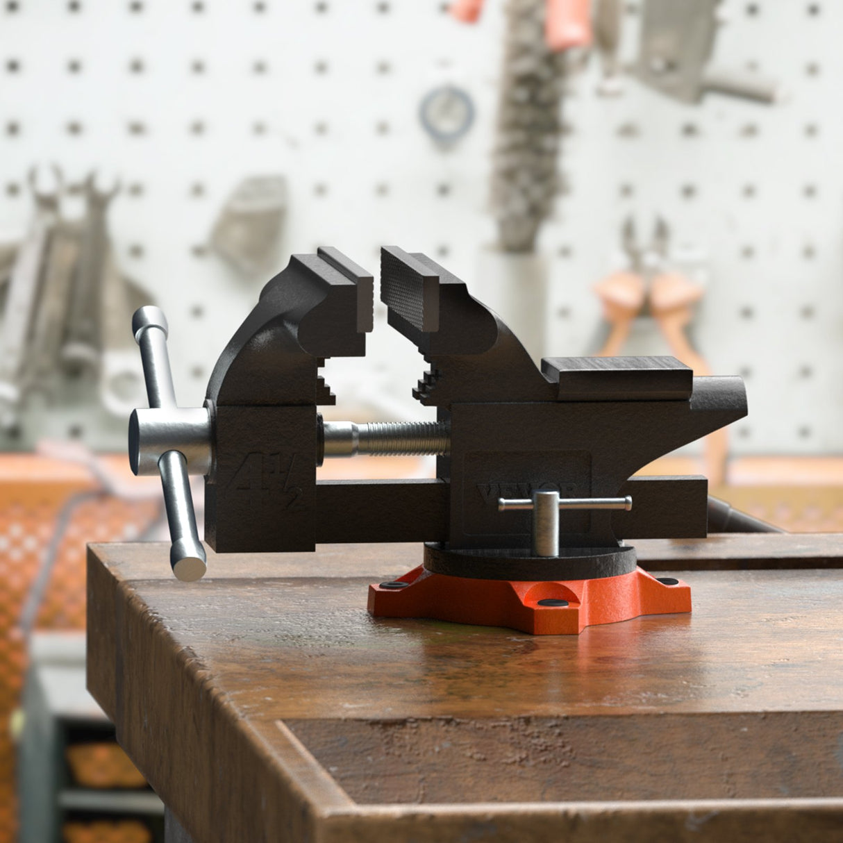 VEVOR 4.5" Bench Vice w/ Anvil 240°Swivel Base Heavy Duty Multipurpose Vice