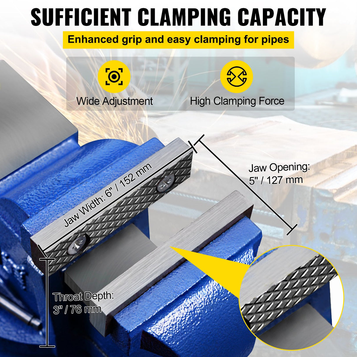 VEVOR Multipurpose Bench Vice 5" 30Kn Heavy Duty with 360? Swivel Base and Head