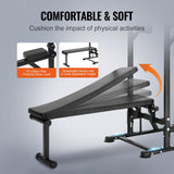 VEVOR Power Tower with Bench, 10-Level Height Adjustable Pull Up Bar Stand Dip Station & Detachable Bench, Multi-Function Home Gym Strength Training
