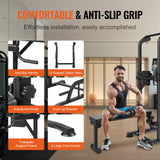 VEVOR Power Tower with Bench, 10-Level Height Adjustable Pull Up Bar Stand Dip Station & Detachable Bench, Multi-Function Home Gym Strength Training Fitness Equipment with Backrest, Elbow Pads, 440LBS - Rear View