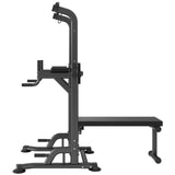 VEVOR Power Tower with Bench, 10-Level Height Adjustable Pull Up Bar Stand Dip Station & Detachable Bench, Multi-Function Home Gym Strength Training