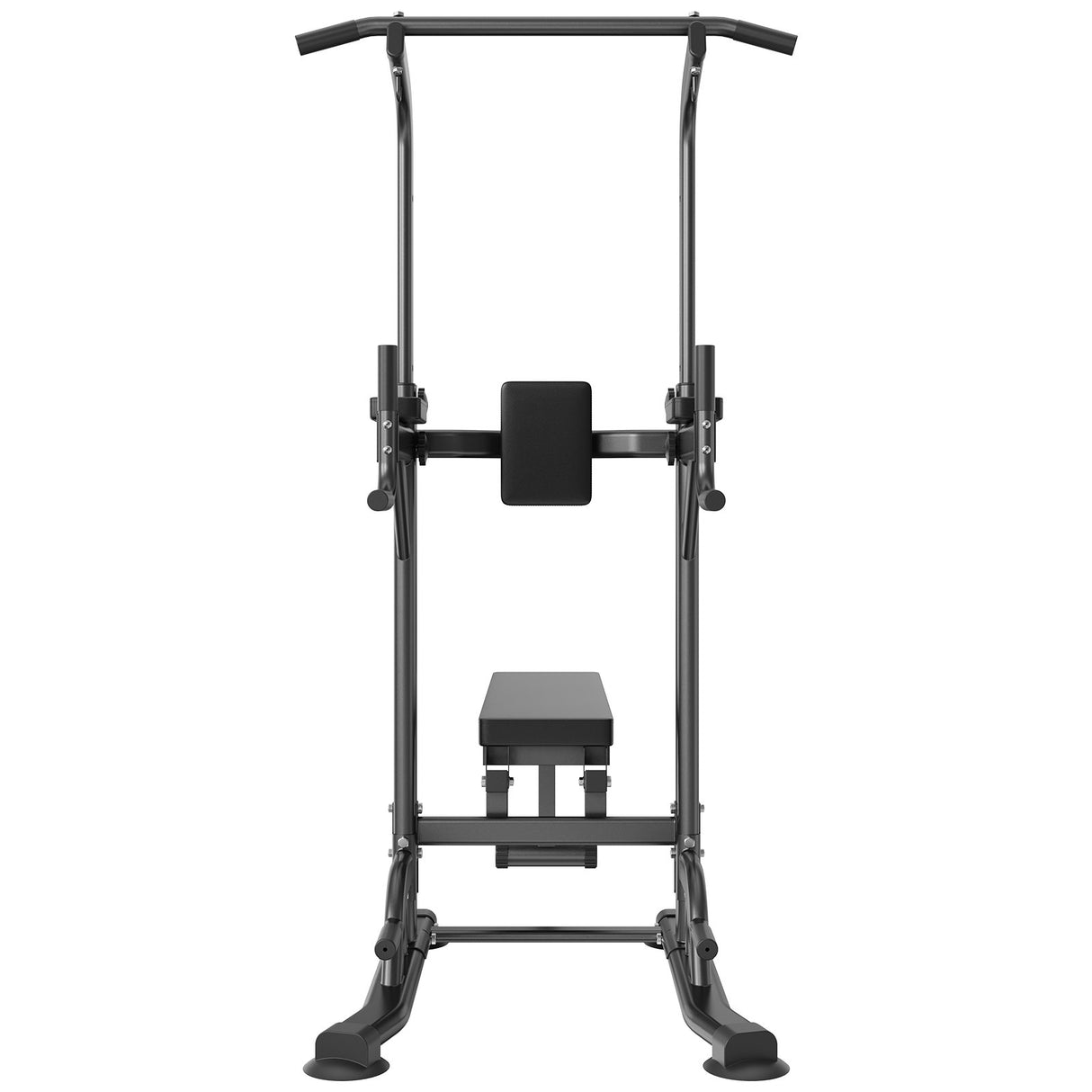 VEVOR Power Tower with Bench, 10-Level Height Adjustable Pull Up Bar Stand Dip Station & Detachable Bench, Multi-Function Home Gym Strength Training