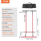 VEVOR Power Tower Dip Station, 2-Level Height Adjustable Pull Up Bar Stand, Multi-Function Strength Training Workout Equipment, Home Gym Fitness Dip Bar Station, 220LBS Weight Capacity, Black & Red - Close-Up Angle