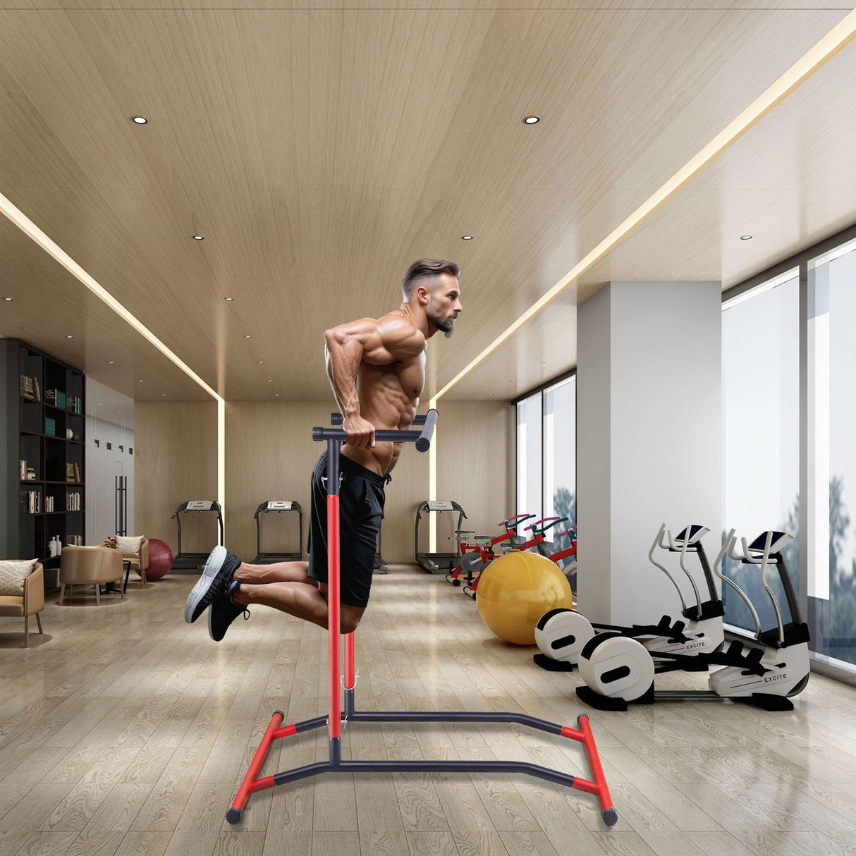 VEVOR Power Tower Dip Station, 2-Level Height Adjustable Pull Up Bar Stand, Multi-Function Strength Training Workout Equipment, Home Gym Fitness Dip