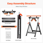 4-in-1 Roller Stand, 220 kg Load Capacity, 838.2-1270 mm Adjustable Height, Folding Heavy Duty with Rack & Multi-directional Roller Head, for Table Saw Outfeed Woodworking Extension Support
