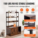 VEVOR Cat Litter Box Enclosure Wooden Litter Box Furniture Hidden with 3 Shelves - Top-Down View