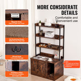 VEVOR Cat Litter Box Enclosure Wooden Litter Box Furniture Hidden with 3 Shelves - Rear View