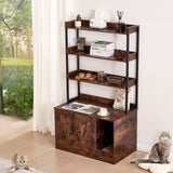 VEVOR Cat Litter Box Enclosure Wooden Litter Box Furniture Hidden with 3 Shelves - Low Angle