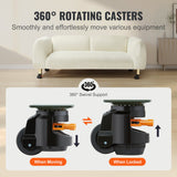 VEVOR Leveling Casters, Set of 4, 1000 kg Total Load Capacity, 63.5 mm, Heavy Duty with Upgraded Handle Design, 360 Degree Swivel Caster Wheels,