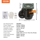 VEVOR Leveling Casters, Set of 4, 500 kg Total Load Capacity, 50.8 mm, Heavy Duty with Upgraded Handle Design, 360 Degree Swivel Caster Wheels, Adjustable Casters with Feet for Workbench, Machine - Close-Up Angle