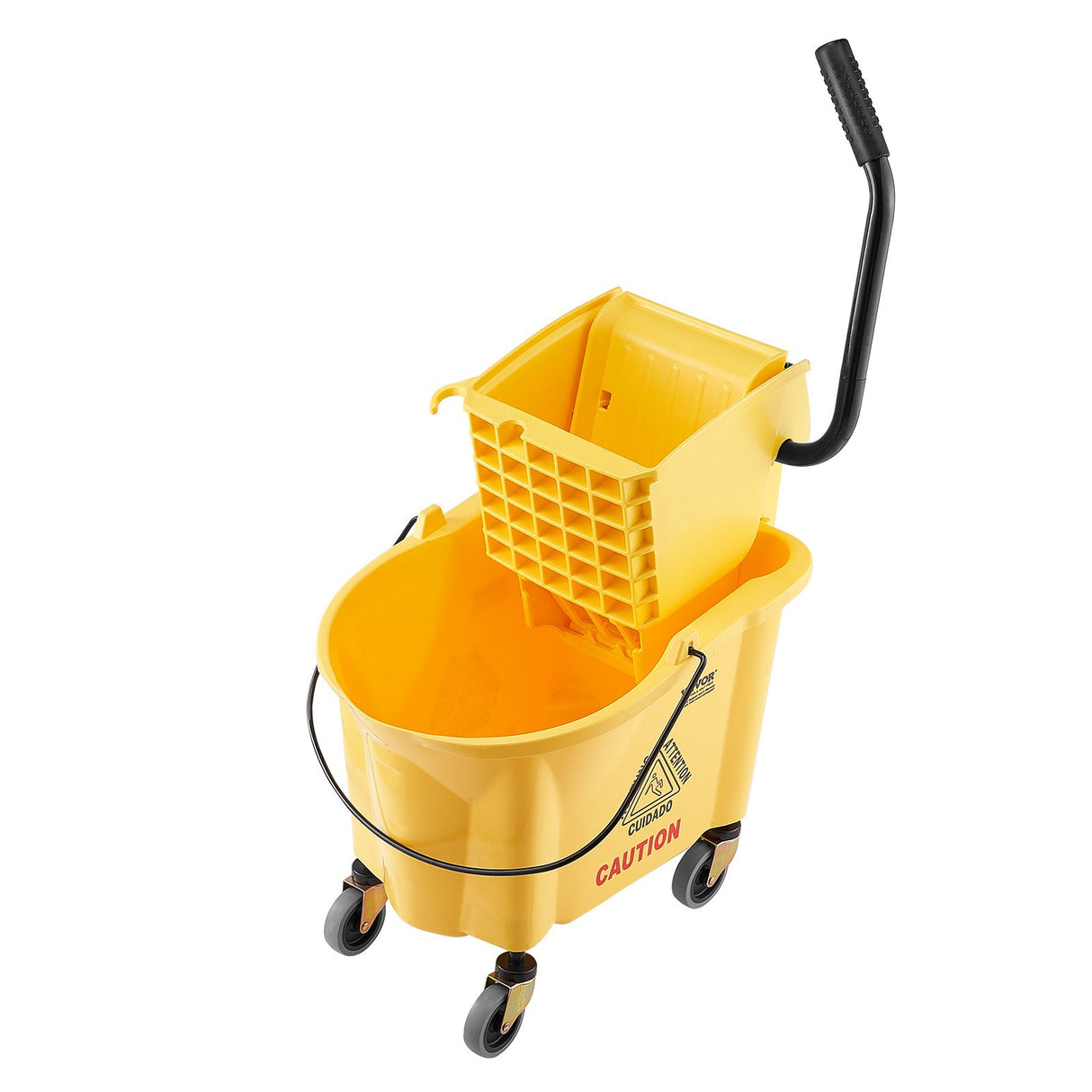 VEVOR Mop Bucket with Wringer, 26 Qt. Commercial Mop Bucket with Side Press Wringer, Side-Press Mop Bucket and Wringer Combo on Wheels, for