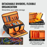 VEVOR DJ Cable File Bag, 1200D Oxford Fabric, DJ Gig Bag with 9 Detachable Divider 4.92 ft Padded Shoulder Strap Plastic Bottom Pad, 600 x 300 x 325 mm DJ Wire Bag for DJ Gear Musical Accessories - Top-Down View