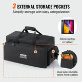 VEVOR DJ Cable File Bag, 1200D Oxford Fabric, DJ Gig Bag with 9 Detachable Divider 4.92 ft Padded Shoulder Strap Plastic Bottom Pad, 600 x 300 x 325 mm DJ Wire Bag for DJ Gear Musical Accessories - 45-Degree Angle