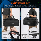 VEVOR DJ Cable File Bag, 1200D Oxford Fabric, DJ Gig Bag with 9 Detachable Divider 4.92 ft Padded Shoulder Strap Plastic Bottom Pad, 600 x 300 x 325 mm DJ Wire Bag for DJ Gear Musical Accessories - Rear View