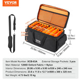 VEVOR DJ Cable File Bag, 1200D Oxford Fabric, DJ Gig Bag with 9 Detachable Divider 4.92 ft Padded Shoulder Strap Plastic Bottom Pad, 600 x 300 x 325 mm DJ Wire Bag for DJ Gear Musical Accessories - Close-Up Angle