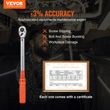 VEVOR Torque Wrench Adjustable Torque Wrench 1/2" Drive 10-150ft.lb/14-204n.m