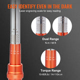 VEVOR Torque Wrench, 3/8-inch Drive Click Torque Wrench 10-80ft.lb/14-110n.m, Dual-Direction Adjustable Torque Wrench Set, Mechanical Dual Range Scales Torque Wrench Kit with Adapters Extension Rod - Top-Down View