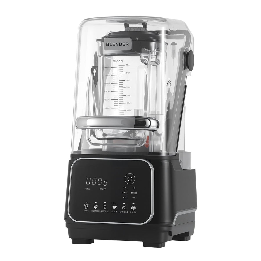 Blender, 2L Professional Countertop Blenders with Shield, 2200W 26000RPM Kitchen Food Processor Combo, Self-Cleaning, Speed Adjustable, 6 Preset Menu for Smoothies, Ice Crushing, Puree, Black