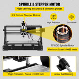 VEVOR CNC 3018 Pro CNC 3018 300×180×45 mm CNC Machine GRBL Control Mini Engraver with Offline Controller 3 Axis Engraving Machine for Carving Milling Plastic, Acrylic, PVC and Wood - Top-Down View