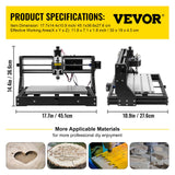 VEVOR CNC 3018 Pro CNC 3018 300×180×45 mm CNC Machine GRBL Control Mini Engraver with Offline Controller 3 Axis Engraving Machine for Carving Milling Plastic, Acrylic, PVC and Wood - Close-Up Angle