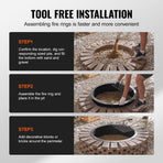 Fire Pit Ring, Fire Pit Insert with Barbecue Fire Ring, 35-In Outer/31-In Inner Diameter, 8.5in Height, Carbon Steel Liner DIY Campfire Ring above/In-Ground, for Outdoor Camping, Bonfires